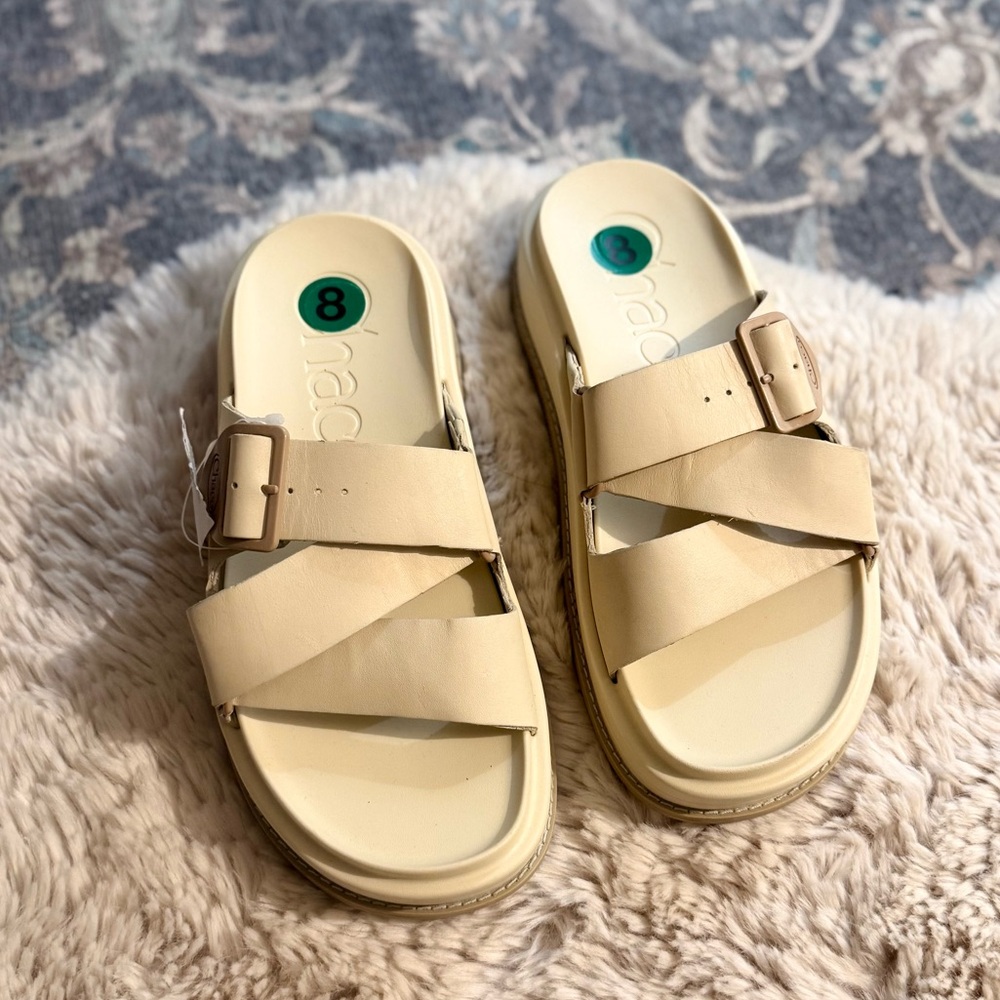Chaco Townes leather Slide Midform JCH109394 Slip On Sandals in Angora 8 - Picture 4 of 13